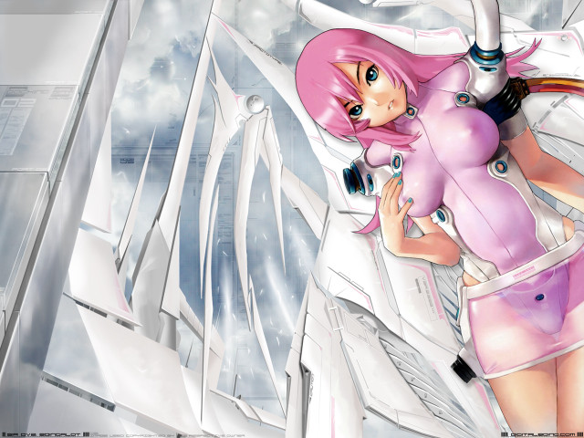 Pink haired girl futuristic space #2 free wallpaper for desktop - medium preview image