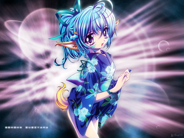 Anime girl blue hair flower #2 free wallpaper for desktop - medium preview image
