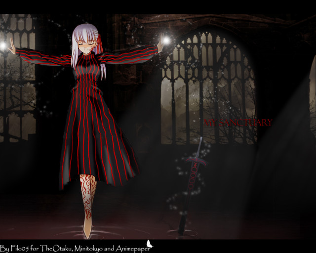 Gothic woman sword dress white free wallpaper for desktop - medium preview image