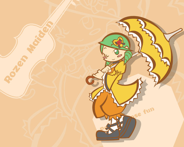 Cartoon girl umbrella guitar pink free wallpaper for desktop - medium preview image