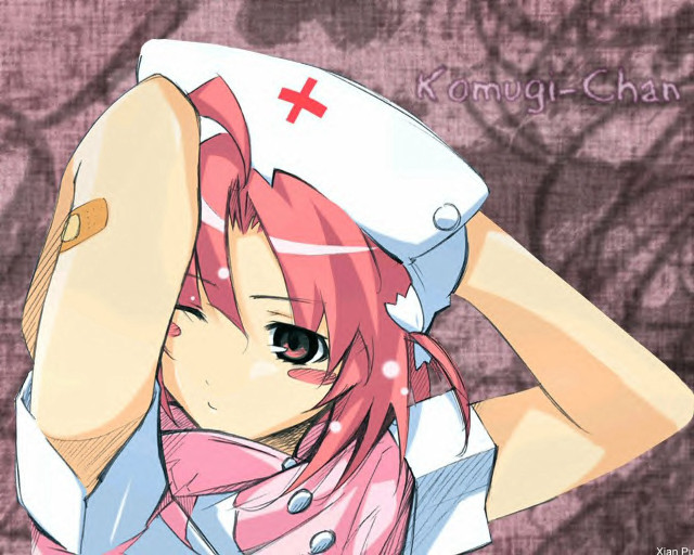 Anime girl pink hair nurse free wallpaper for desktop - medium preview image