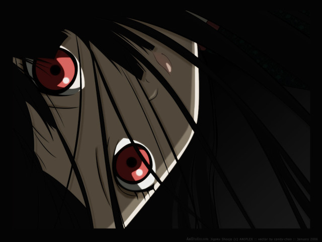 Red eyed gothic anime closeup free wallpaper for desktop - medium preview image