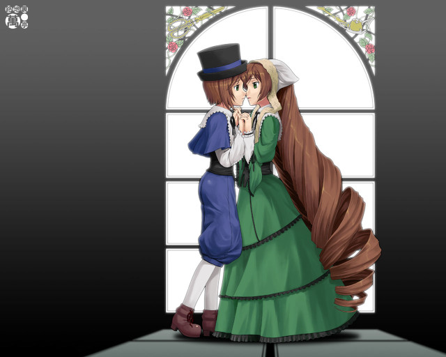 Couple women window hats dress free wallpaper for desktop - medium preview image