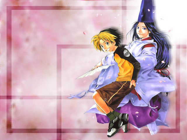 Anime couple pink background square free wallpaper for desktop - medium preview image