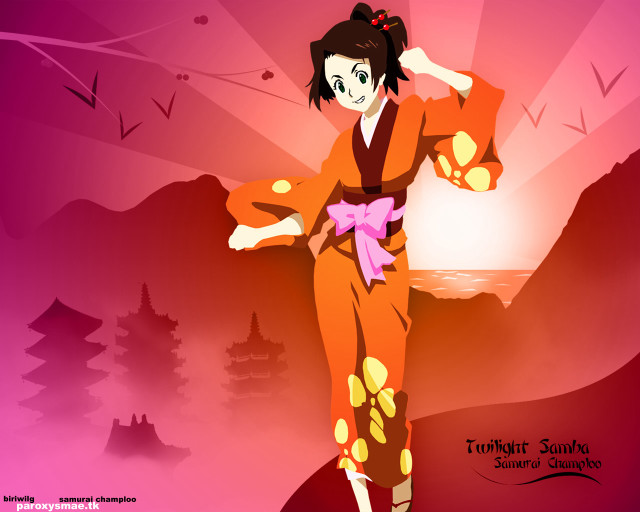 Kimono dancer sunset mountain pink free wallpaper for desktop - medium preview image