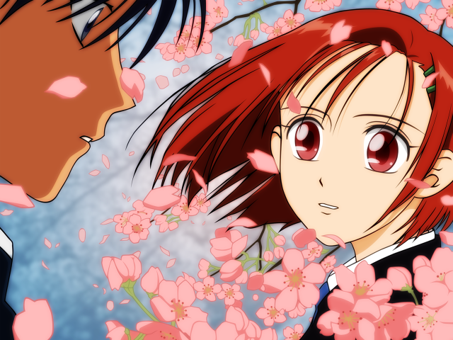 Man woman flower petals anime free wallpaper for desktop - medium preview image