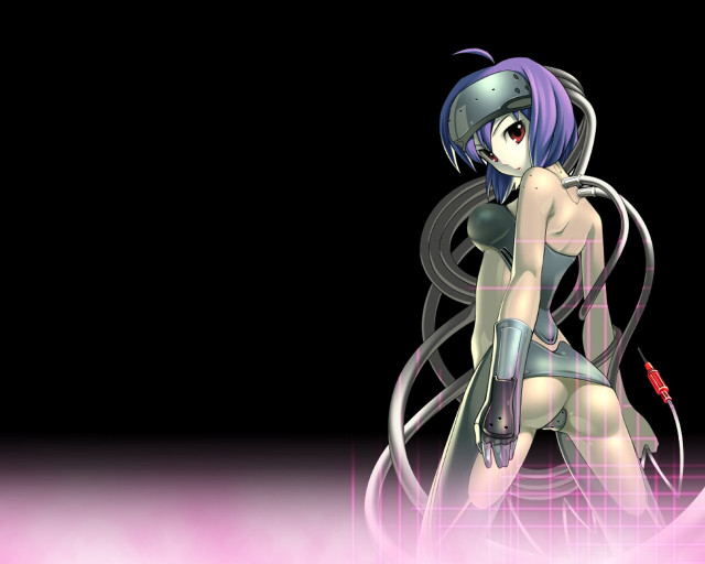 Futuristic cyberpunk android pink background free wallpaper for desktop - medium preview image