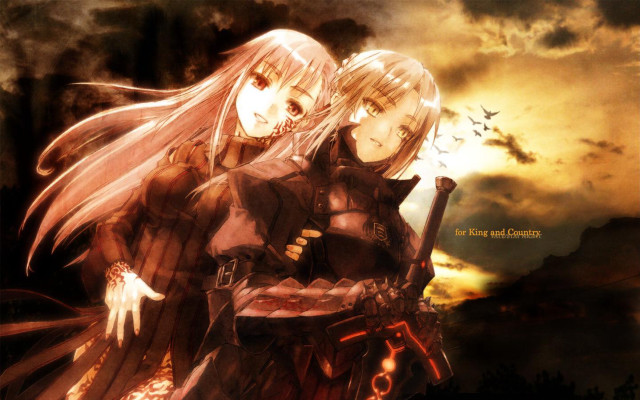 Anime characters sunset gothic armor free wallpaper for desktop - medium preview image