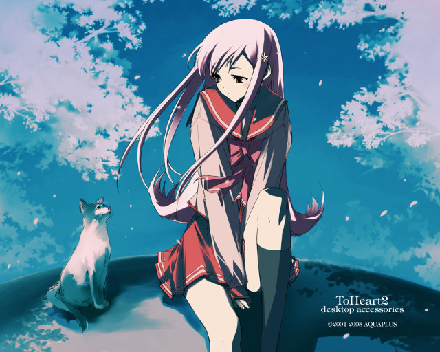 Girl cat flowers sky anime free wallpaper for desktop - medium preview image