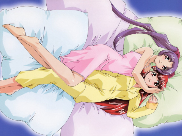 Woman cat laying pillow pajamas free wallpaper for desktop - medium preview image