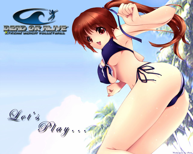 Cartoon girl surfboard bikini palm free wallpaper for desktop - medium preview image