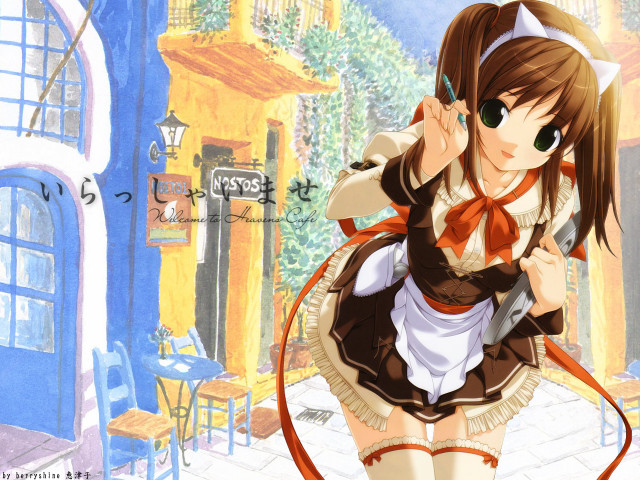 Anime girl cat bowtie dress free wallpaper for desktop - medium preview image