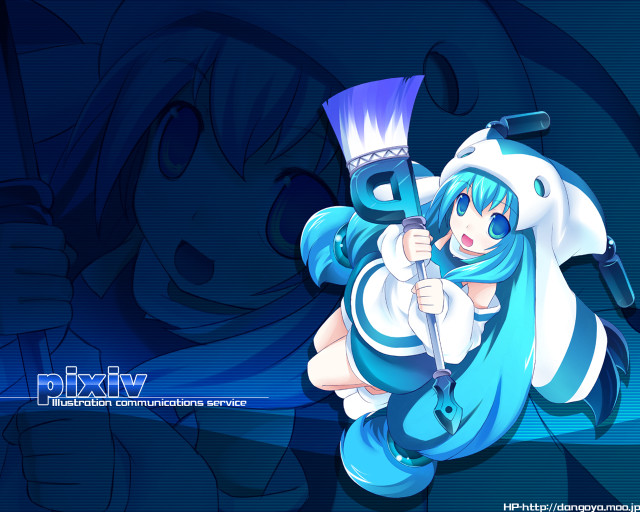 Girl broom blue dress umbrella free wallpaper for desktop - medium preview image