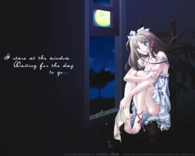 Night sky moon anime woman free wallpaper for desktop - medium preview image