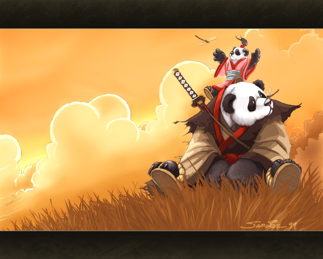 Panda field crown sword fantasy free wallpaper for desktop - medium preview image