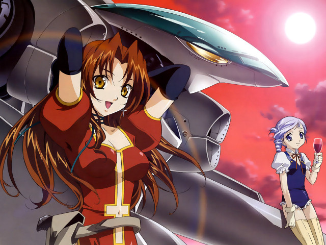 Girl red dress plane yellow free wallpaper for desktop - medium preview image