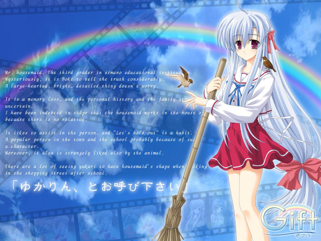 Rainbow girl broom outdoors school free wallpaper for desktop - medium preview image