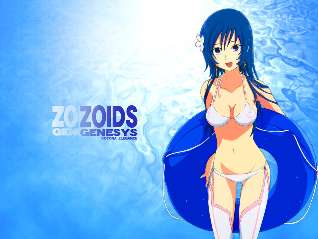 Blue hair bikini water anime free wallpaper for desktop - medium preview image