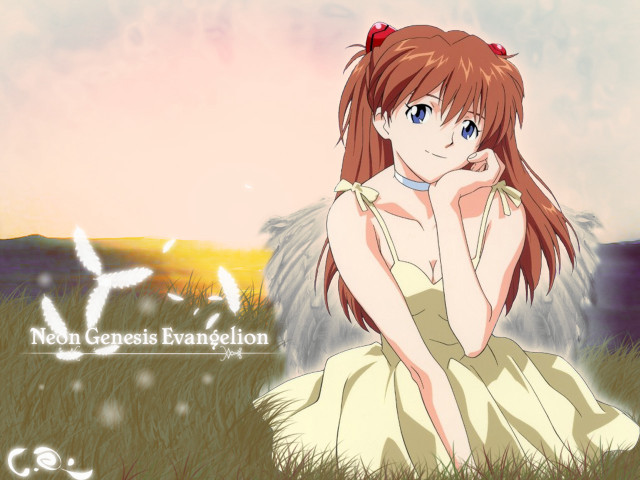 Girl dress grass bird anime free wallpaper for desktop - medium preview image