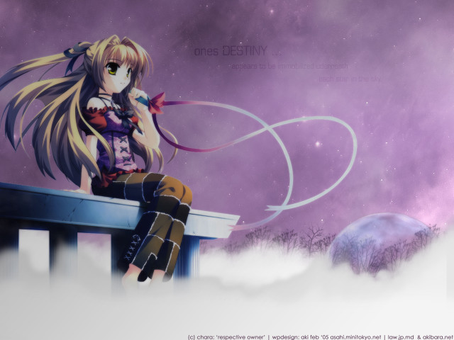 Anime girl ledge purple sky free wallpaper for desktop - medium preview image