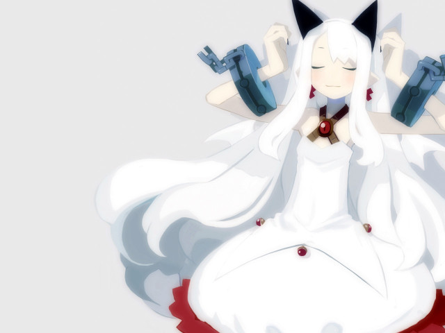 Woman white dress guns cat free wallpaper for desktop - medium preview image