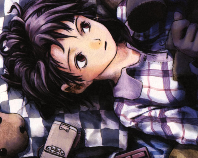 Girl laying bed teddy bear free wallpaper for desktop - medium preview image