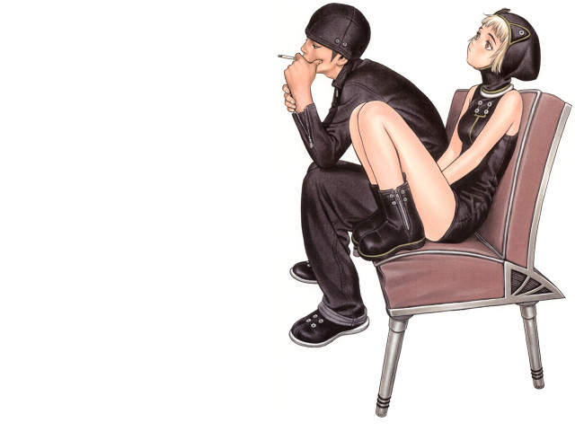 Man woman cigarettes neo figurative free wallpaper for desktop - medium preview image