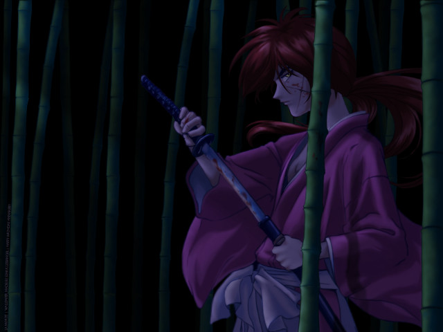 Purple robe sword bamboo forest free wallpaper for desktop - medium preview image