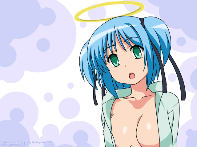 Cartoon girl blue halo angel free wallpaper for desktop - medium preview image