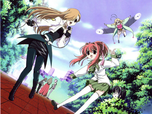 Anime flying characters nature school free wallpaper for desktop - medium preview image