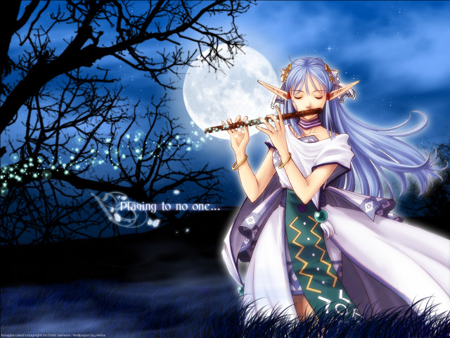 Woman white dress flute field free wallpaper for desktop - medium preview image