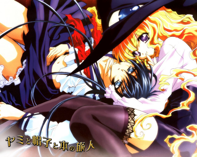 Anime couple hugging blonde black free wallpaper for desktop - medium preview image