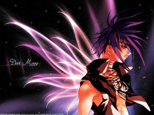 Purple hair wings anime gothic free wallpaper for desktop - medium preview image