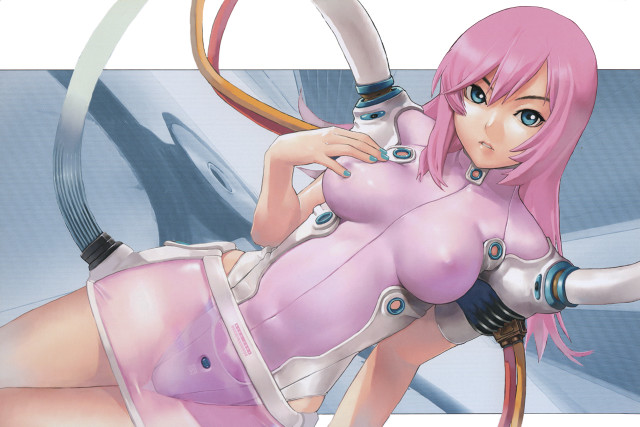 Pink haired cartoon girl sword free wallpaper for desktop - medium preview image