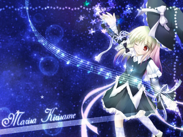 Anime girl hat umbrella stars free wallpaper for desktop - medium preview image