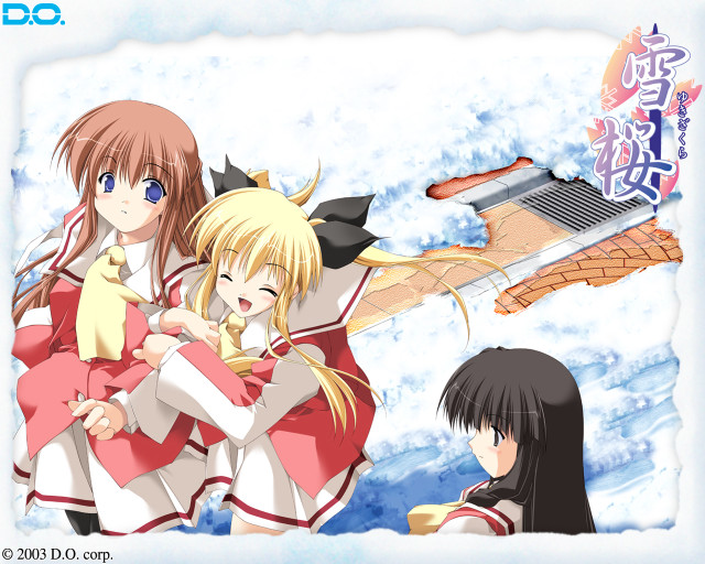 Anime girls snow building up #2 free wallpaper for desktop - medium preview image