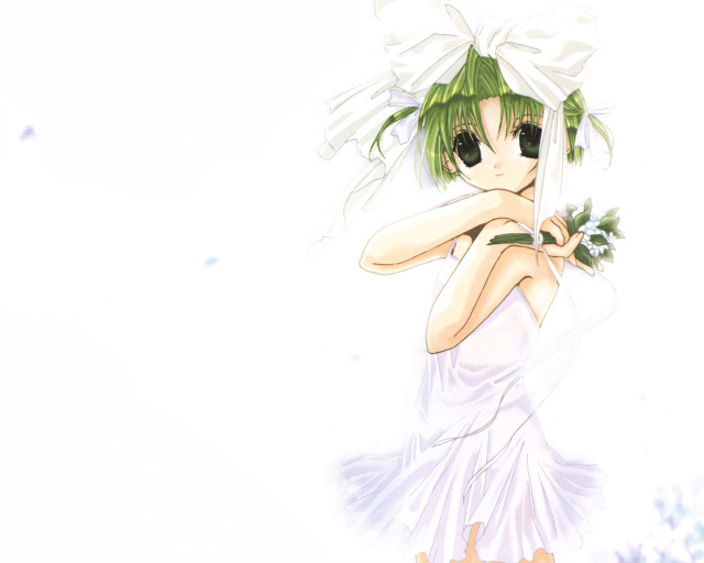 Girl white dress flower smile free wallpaper for desktop - medium preview image