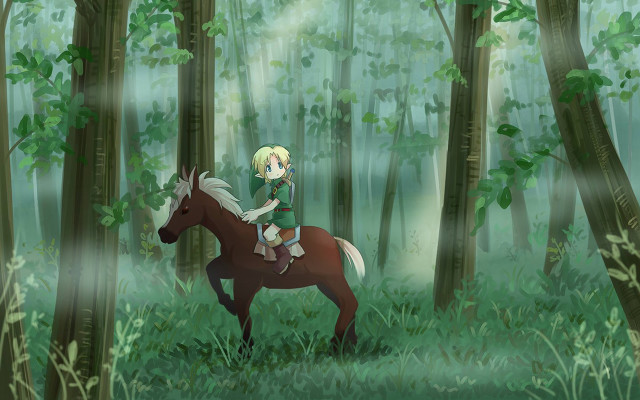 Girl riding horse forest trees free wallpaper for desktop - medium preview image