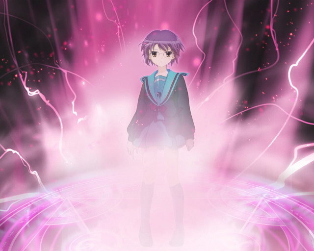 Purple girl hologram lightning magic free wallpaper for desktop - medium preview image