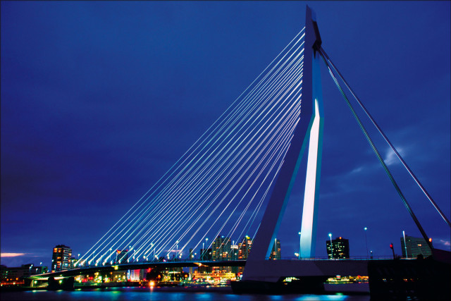 Tall bridge tower night city free wallpaper for desktop - medium preview image