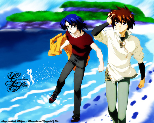 Beach anime characters greenisland bluehorizon free wallpaper for desktop - medium preview image