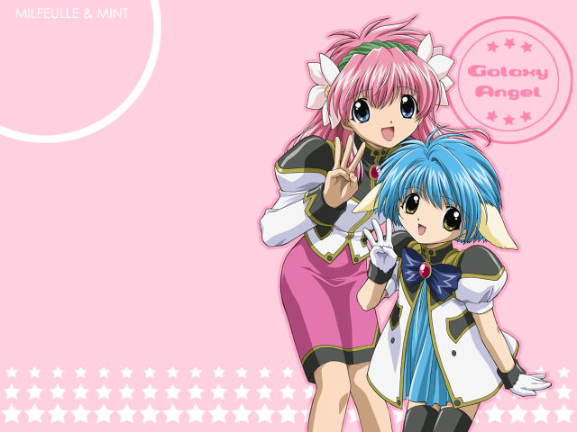 Pink blue anime girls starry free wallpaper for desktop - medium preview image