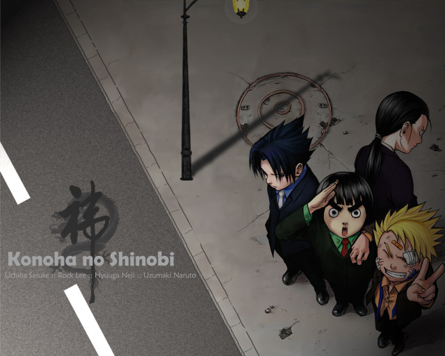 Anime group street clock shadows free wallpaper for desktop - medium preview image