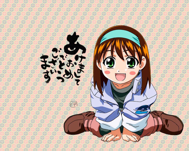 Girl sitting blush bandaid anime free wallpaper for desktop - medium preview image