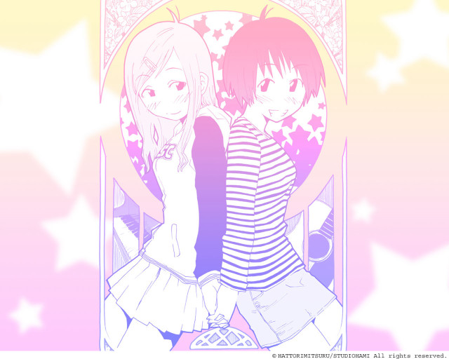 Anime girls starry background pink free wallpaper for desktop - medium preview image