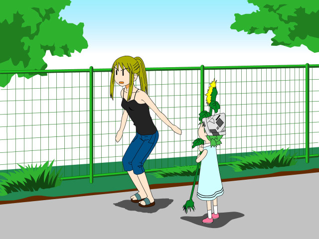 Woman flower girl fence anime free wallpaper for desktop - medium preview image