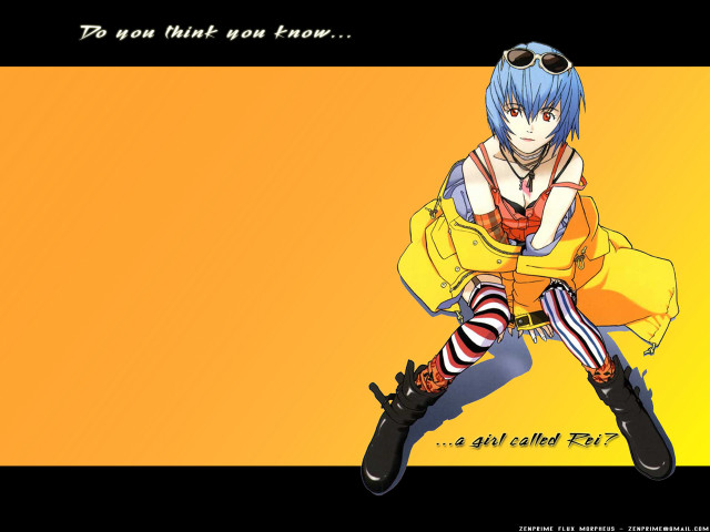 Bluehair yellowdress girl striped leggings free wallpaper for desktop - medium preview image