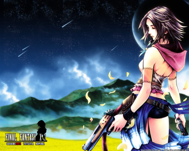 Woman gun field mountains stars free wallpaper for desktop - medium preview image