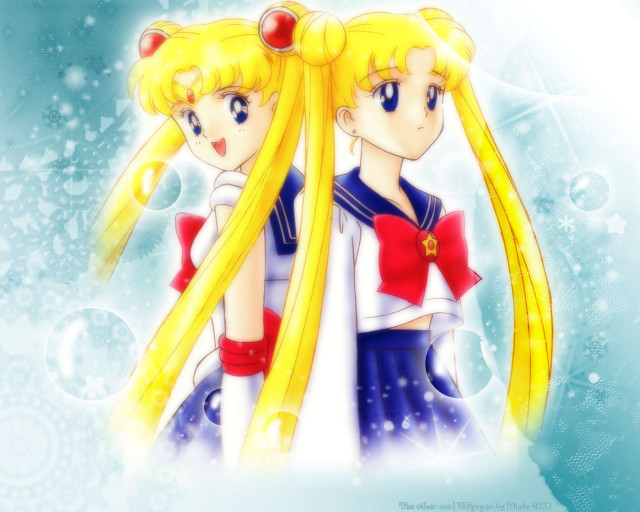 Anime blonde girls bows sailor free wallpaper for desktop - medium preview image