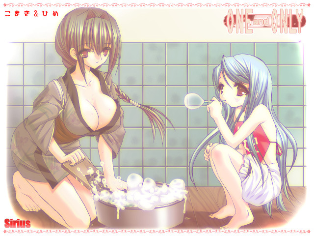 Anime girls bathroom bubbles kimono free wallpaper for desktop - medium preview image